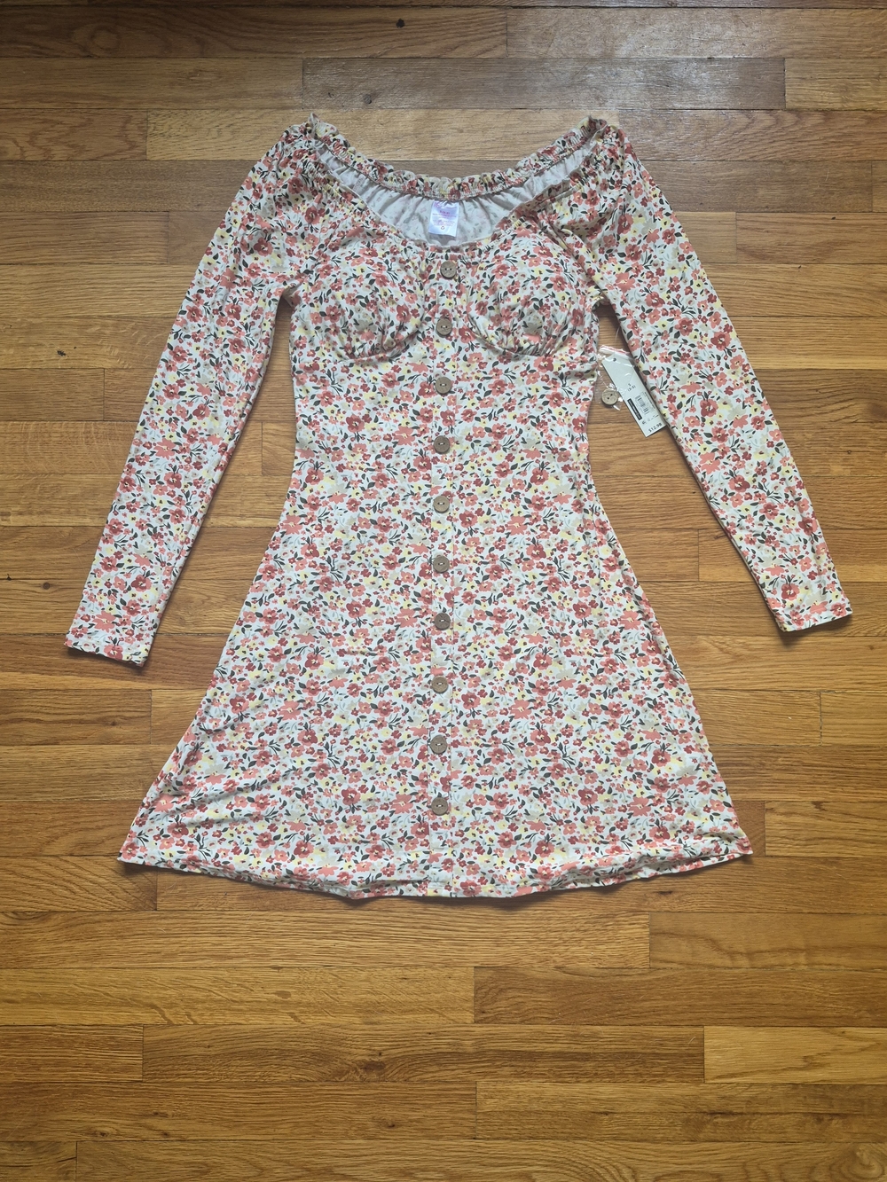 No Boundaries Cream Floral Midi Dress with Pink & Red Flowers
